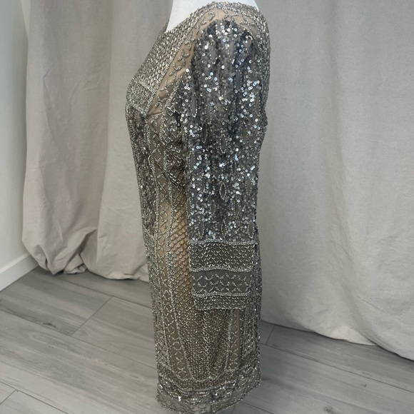 Scala Women's Sequin Embellished Silver Pewter Dress Sz 8 - Picture 3 of 10